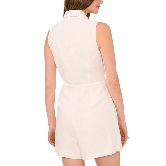 1.STATE Women's Double-Breasted Sleeveless Romper Blazer Look Ivory Beige XS - Picture 5 of 11